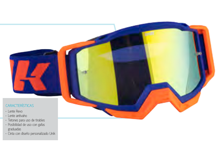 GAFAS MOTO UNIK GX03 CROSS STAR AZUL NARANJA CRISTAL REVO NARANJA